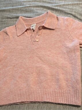 twik soft blush polo knit top